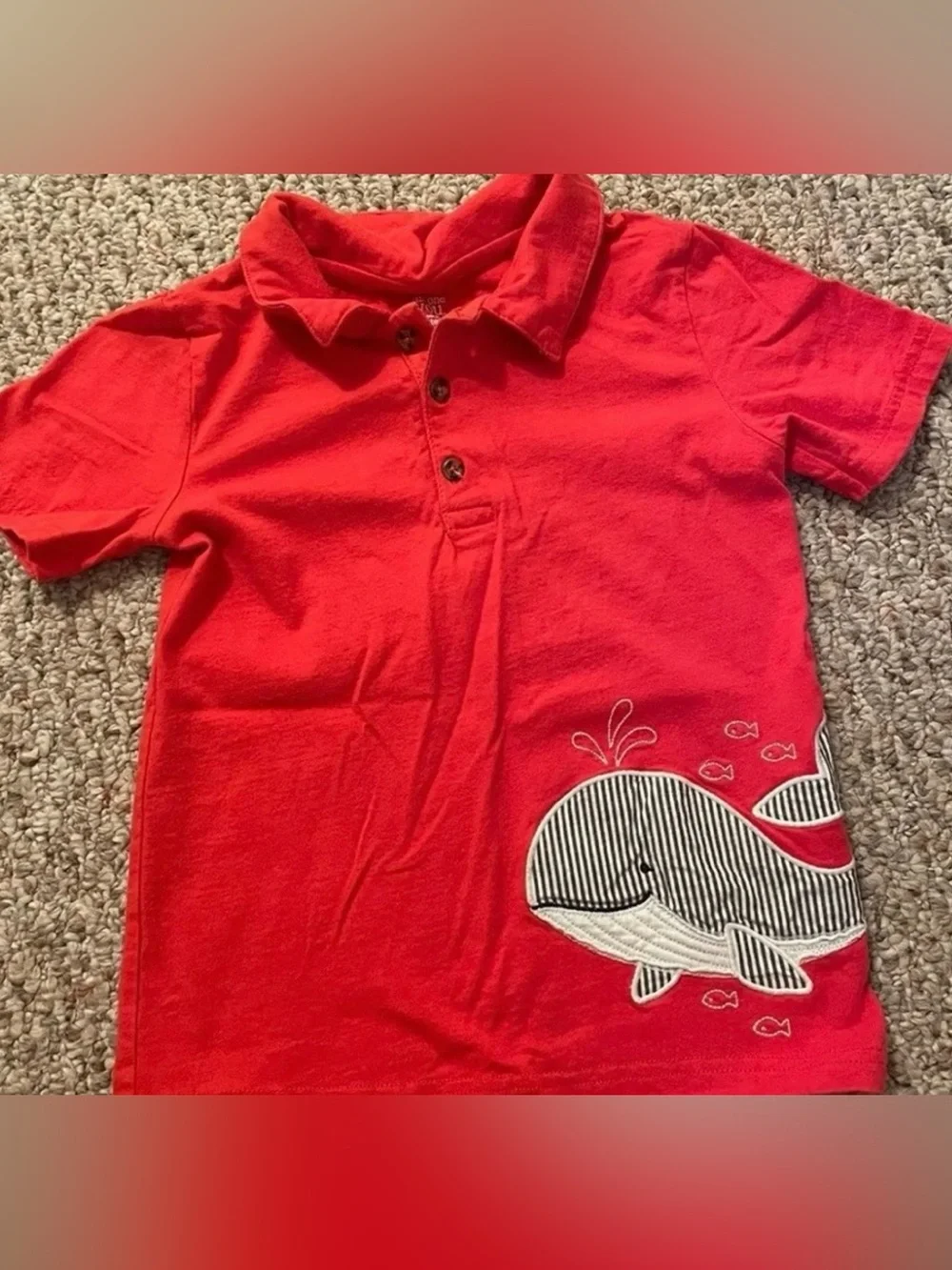Carter's Red Polo Dress with Striped Whale Graphic & Shorts